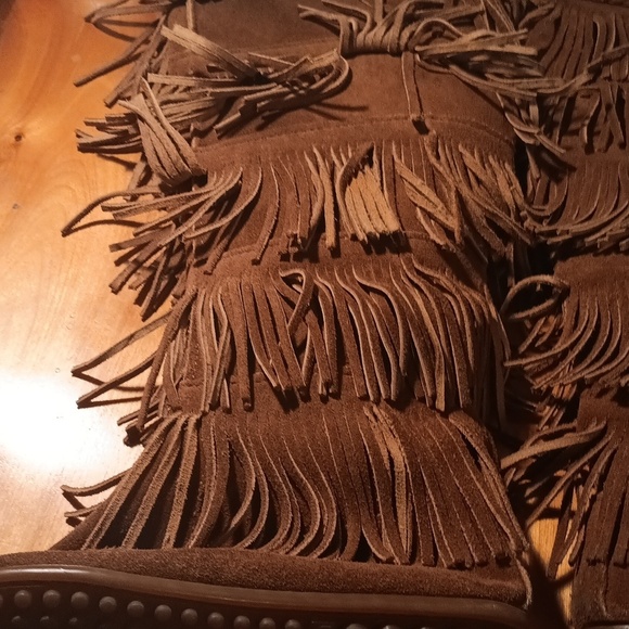 Minnetonka Fringe Brown Women's Boots Size 7 - Picture 7 of 16